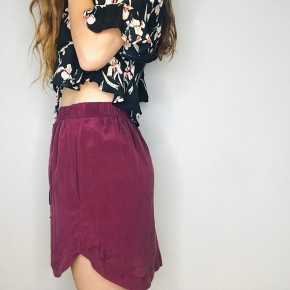 NWT Madewell maroon pocket mini skirt - Picture 5 of 8